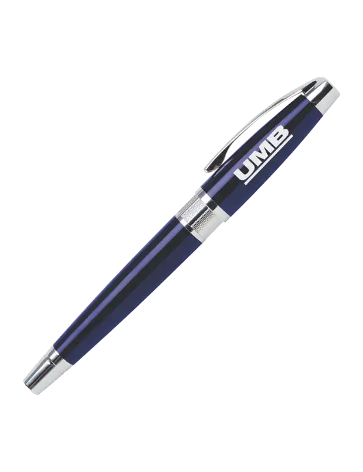Masscotti Navy Rollerball Pen - Black Ink w/UMB Logo