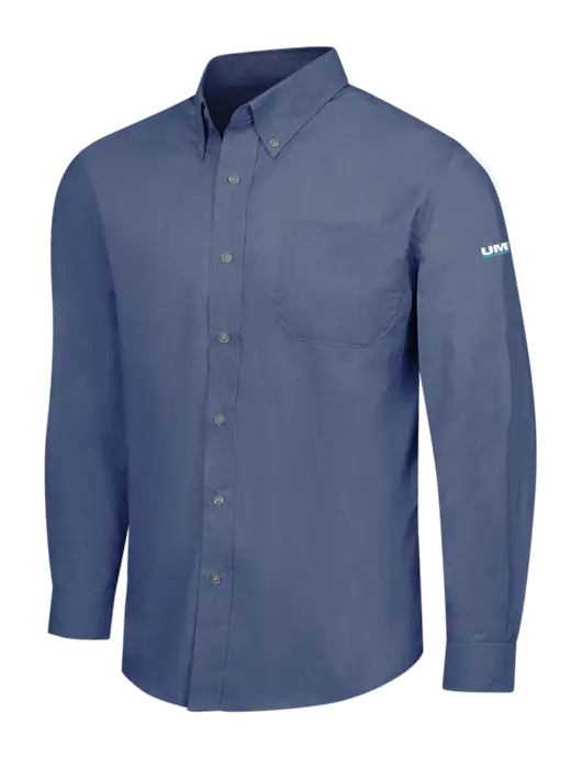 Light Navy Crosshatch Easy Care Shirt w/UMB Logo