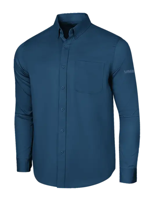 Long Sleeve Light Navy Superpro React Twill Shirt w/UMB Logo