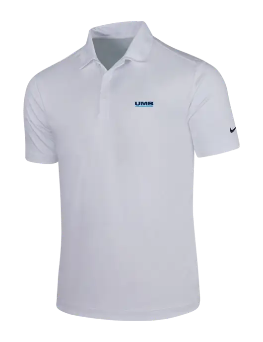 NIKE White Dri-Fit Vertical Mesh Polo w/UMB Logo
