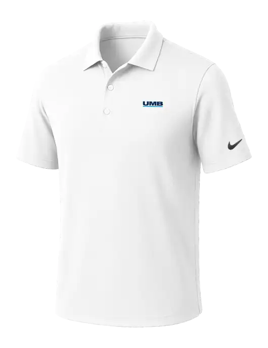 NIKE White Dri-Fit Micro Pique Polo w/UMB Logo