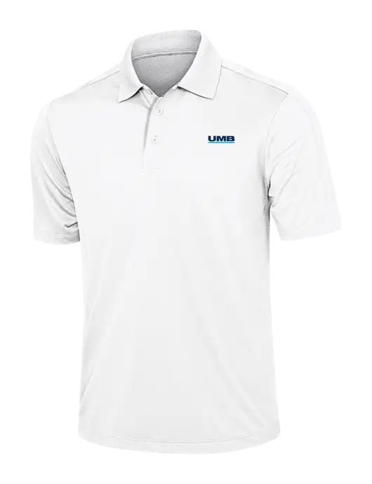 White Diamond Textured Jacquard Polo w/UMB Logo
