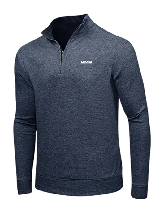 Estate Blue Heather/Charcoal Heather Interlock 1/4 Zip w/UMB Logo