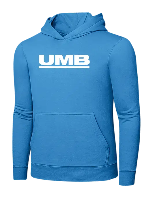 Light Aqua Blue 7.8 oz Ring Spun Hooded Sweatshirt w/UMB Logo