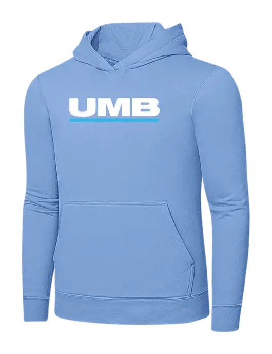 Light Blue 7.8. oz Ring Spun Hooded Sweatshirt w/UMB Logo