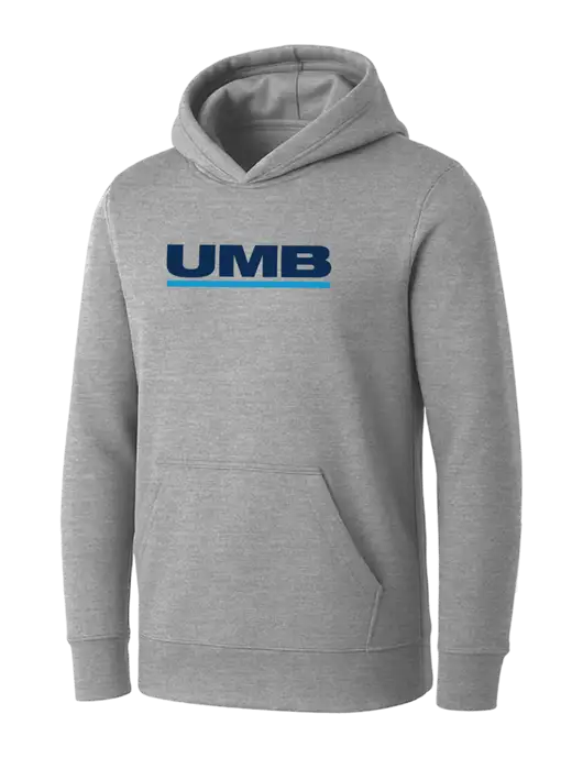 Womens Light Grey Heather Core Fleece Pullover Hooded Sweatshirt w/UMB Logo