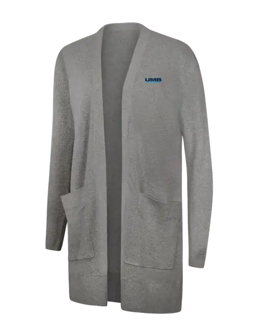 Mercer+Mettle Womens Light Grey Heather Open Front Cardigan Sweater w/UMB Logo