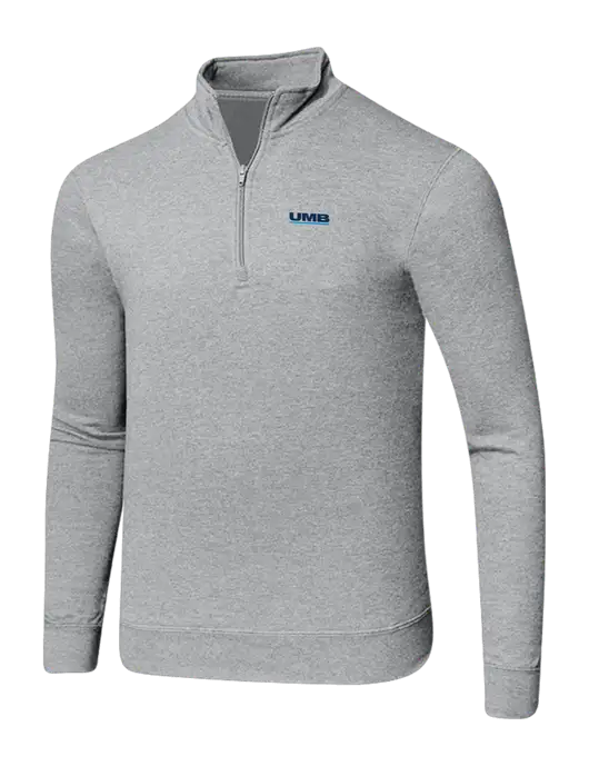 Light Heather Grey 8.5 oz Ring Spun 1/4 Zip Pullover Sweatshirt w/UMB Logo