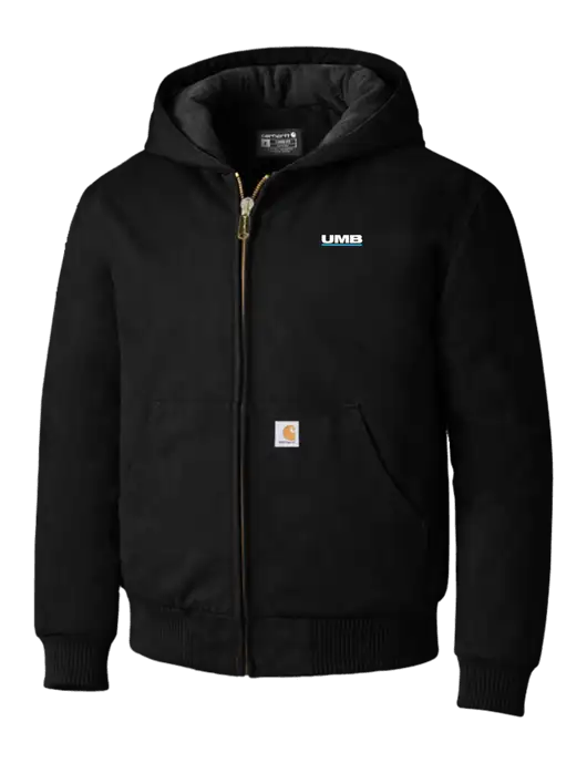 Carhartt Black Quilted-Flannel-Lined Duck Active Jacket w/UMB Logo
