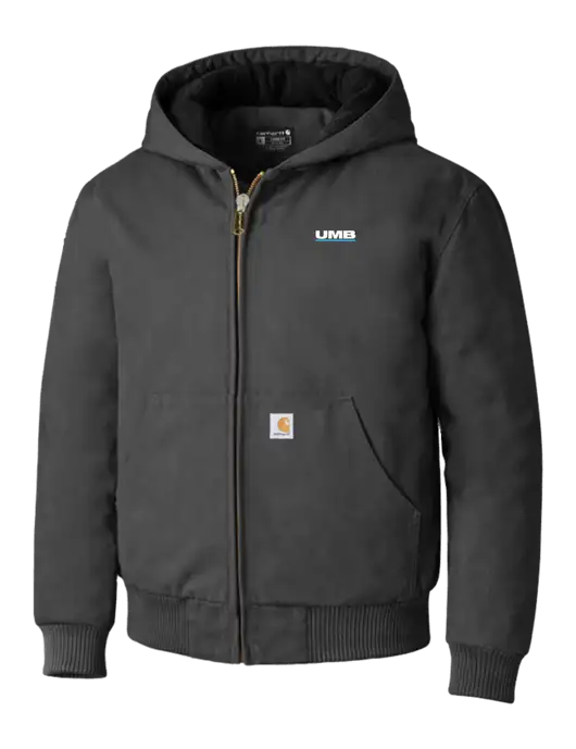 Carhartt Dark Grey Quilted-Flannel-Lined Duck Active Jacket w/UMB Logo