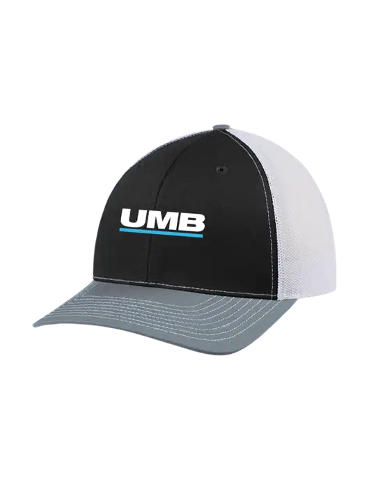 Richardson Adjustable Snapback Original 112 Trucker Cap Black/Light Heather Grey/White Mesh w/UMB Logo