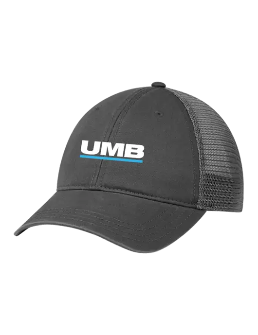 Richardson 111 Garment Washed Trucker Cap Charcoal w/Charcoal Mesh w/UMB Logo