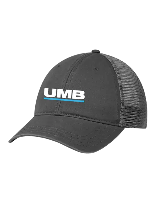 Richardson 111 Garment Washed Trucker Cap Charcoal w/Charcoal Mesh w/UMB Logo