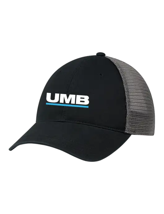 Richardson 111 Garment Washed Trucker Cap Black w/Charcoal Mesh w/UMB Logo