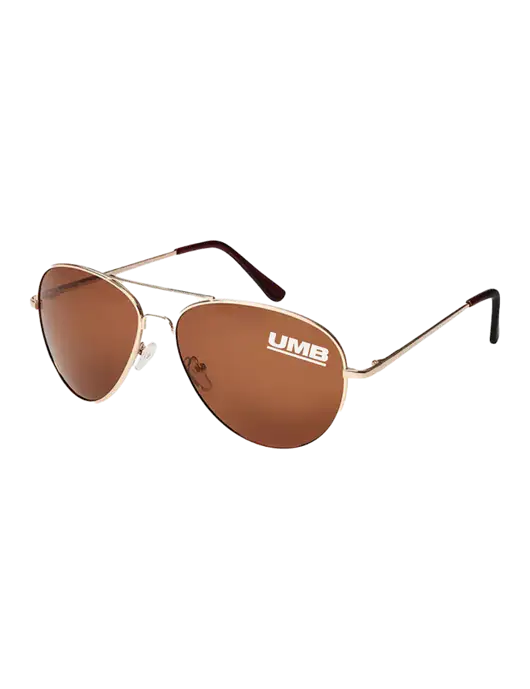 Aviator Coffee Brown with Gold Sunglasses  w/UMB Logo
