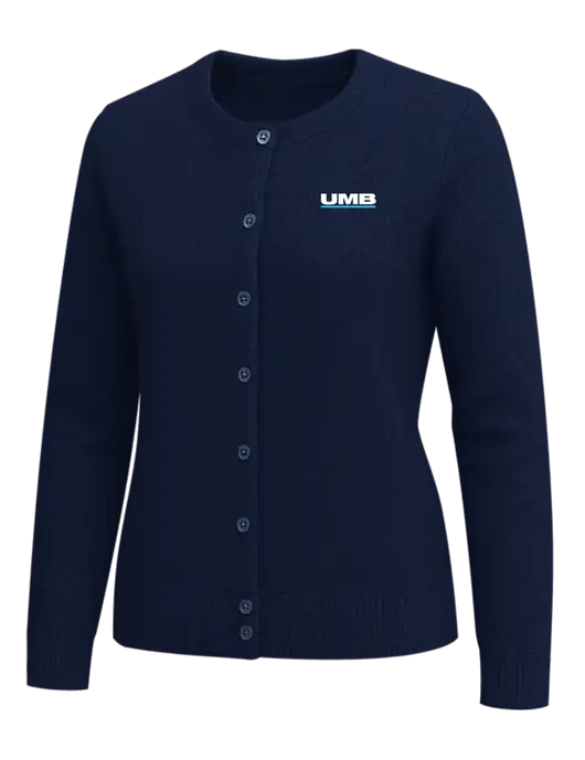 Brooks Brothers Womens Navy Washable Merino Cardigan Sweater w/UMB Logo