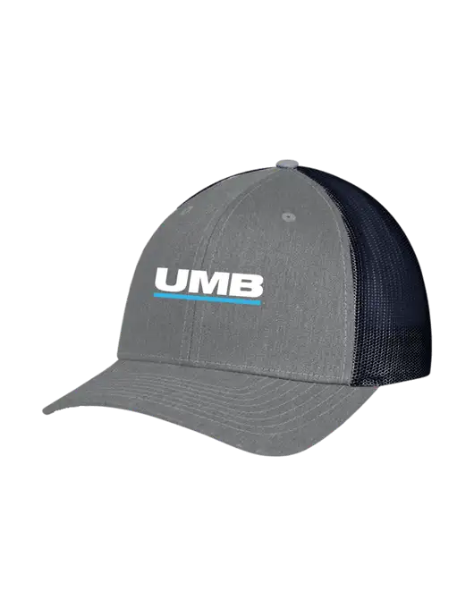 Richardson Adjustable Snapback Original 112 Trucker Cap Heather Grey w/Navy Mesh w/UMB Logo