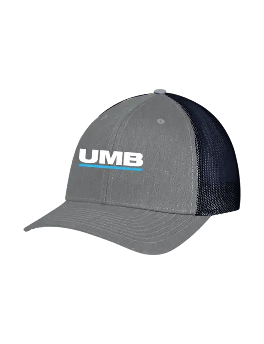 Richardson Adjustable Snapback Original 112 Trucker Cap Heather Grey w/Navy Mesh w/UMB Logo