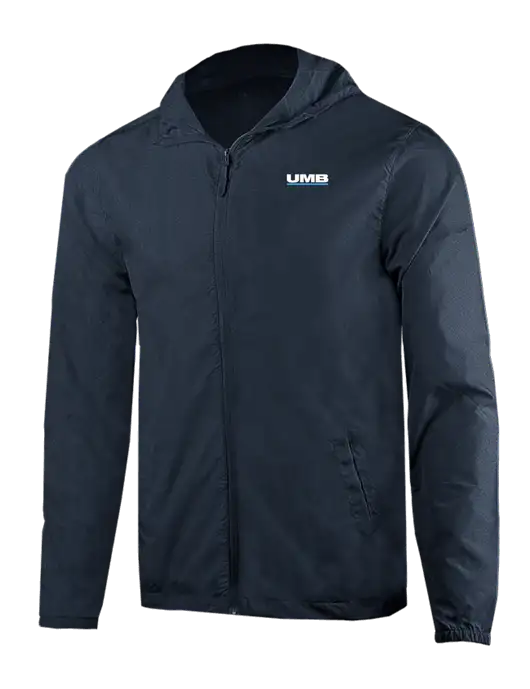 Rainy Day Ultra Lightweight Navy Windbreaker Full-Zip Jacket w/UMB Logo