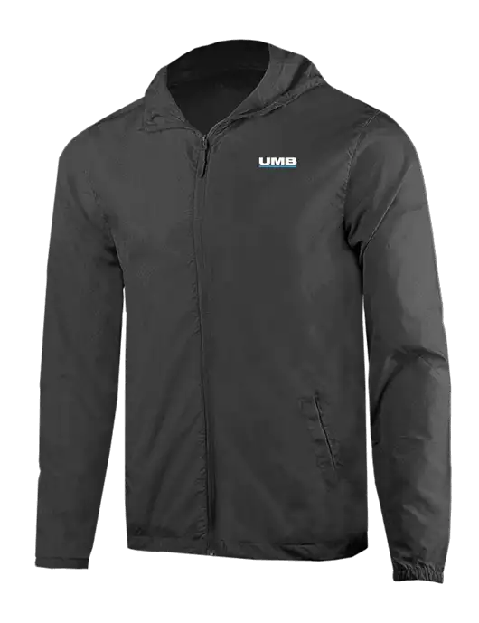 Rainy Day Ultra Lightweight Dark Grey Windbreaker Full-Zip Jacket w/UMB Logo