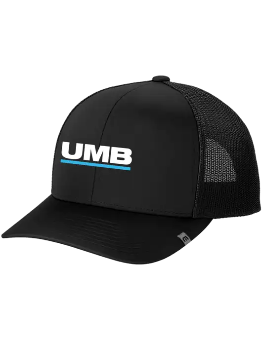 TravisMathew Black Cruz Trucker Cap w/UMB Logo