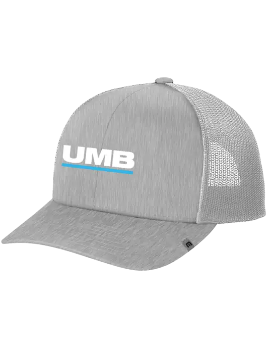TravisMathew Light Medium Grey Heather Cruz Trucker Cap w/UMB Logo