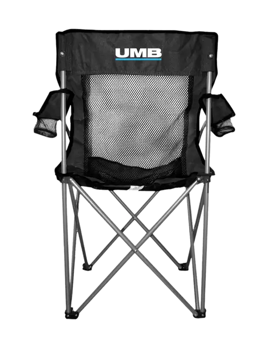 Titan Black/Black Mesh Folding Chair w/UMB Logo