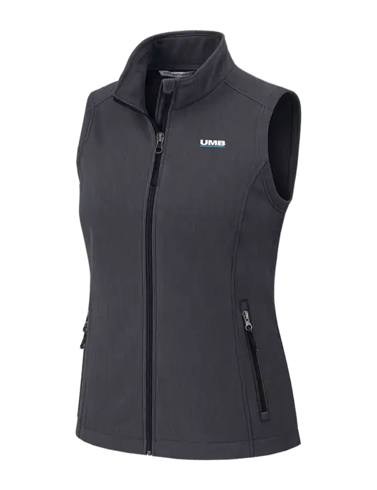 Charcoal Heather Womens Core Soft Shell Vest w/UMB Logo