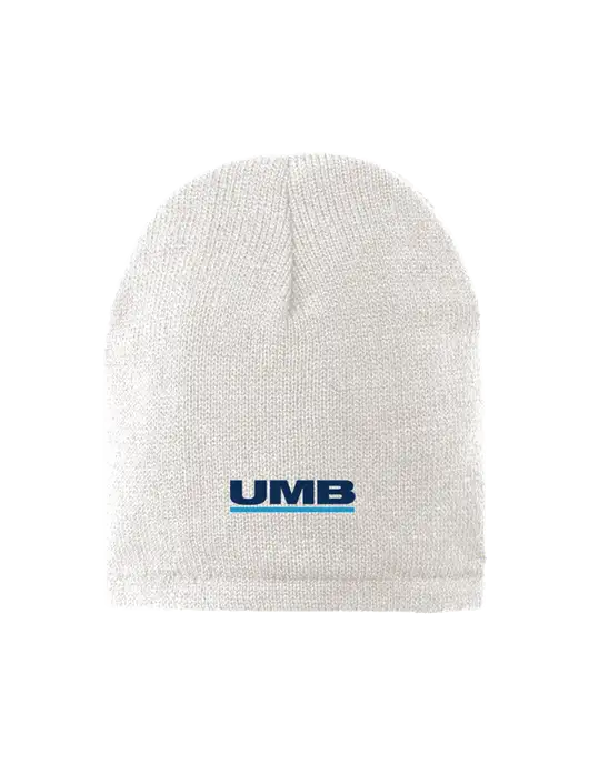 White Fleece-Lined Beanie Cap w/UMB Logo
