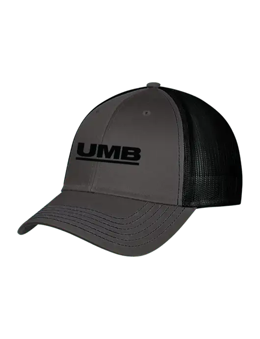 Charcoal & Black Mesh Trucker Cap Snap Back w/UMB Logo