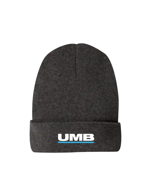 Recycled Charcoal Heather Beanie w/UMB Logo