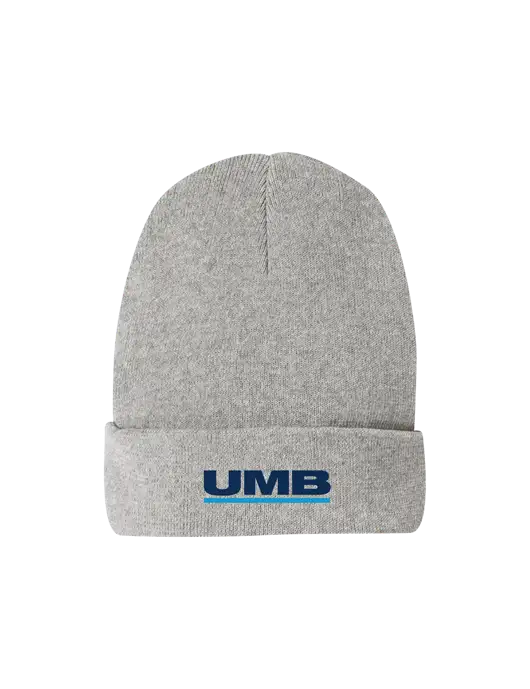 Recycled Light Heather Grey Beanie w/UMB Logo