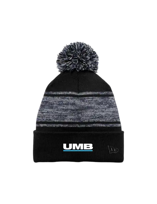 New Era Black/Navy Knit Chilled Pom Beanie w/UMB Logo