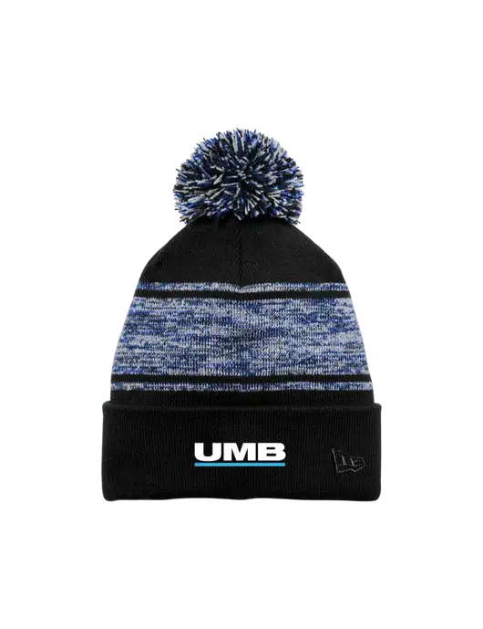 New Era Black/Royal Knit Chilled Pom Beanie w/UMB Logo