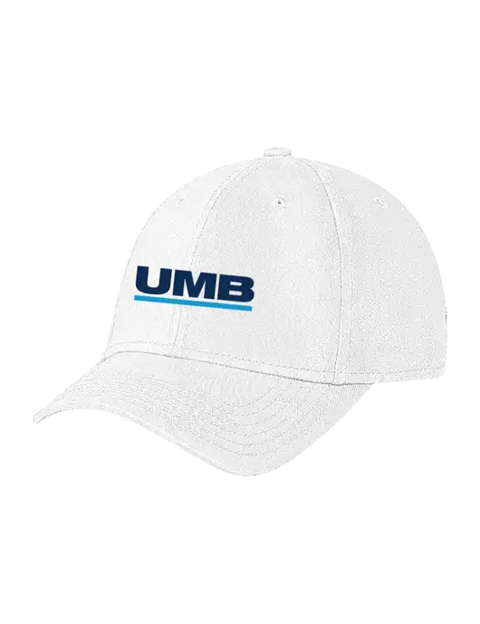 White Structured Soft Snap Closure Hook & Loop Cap w/UMB Logo