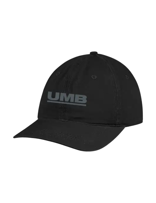 Garment Washed Unstructured Twill Black Cap w/UMB Logo