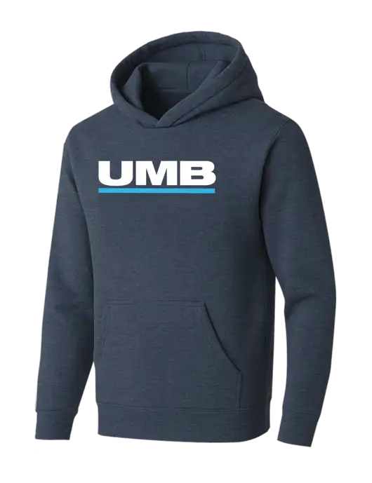 BELLA+CANVAS Heather Navy Sponge Fleece Pullover Hoodie w/UMB Logo
