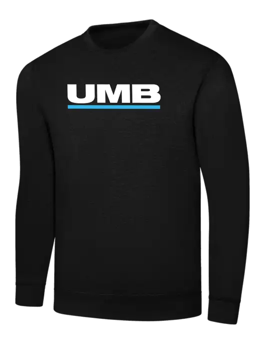 Black 7.8 oz Ring Spun Crew Sweatshirt w/UMB Logo