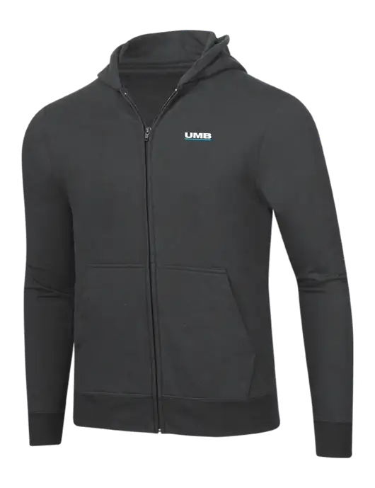 Charcoal 8.5 oz Ring Spun Zip Hooded Sweatshirt w/UMB Logo