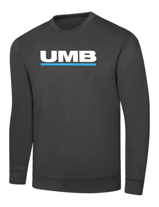 Dark Heather Grey 7.8 oz Ring Spun Crew Sweatshirt w/UMB Logo