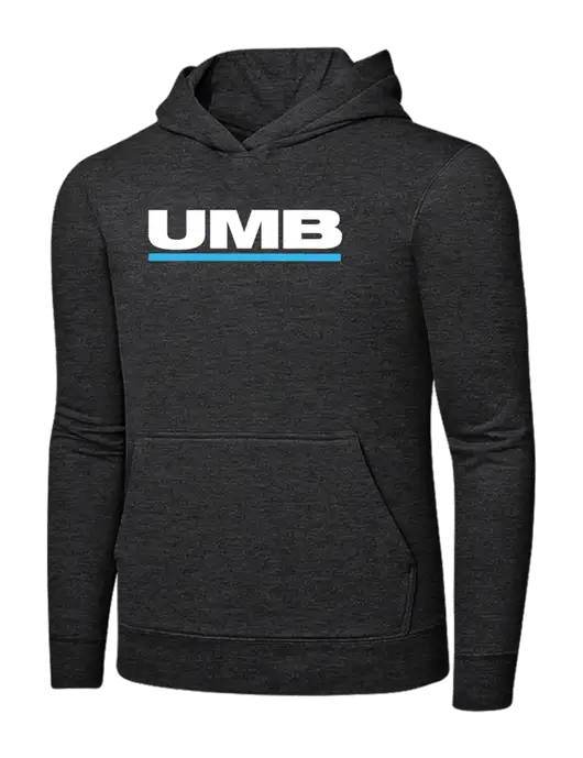 Dark Heather Grey 7.8 oz Ring Spun Hooded Sweatshirt w/UMB Logo