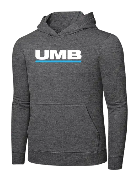 Graphite Heather 7.8. oz Ring Spun Hooded Sweatshirt w/UMB Logo