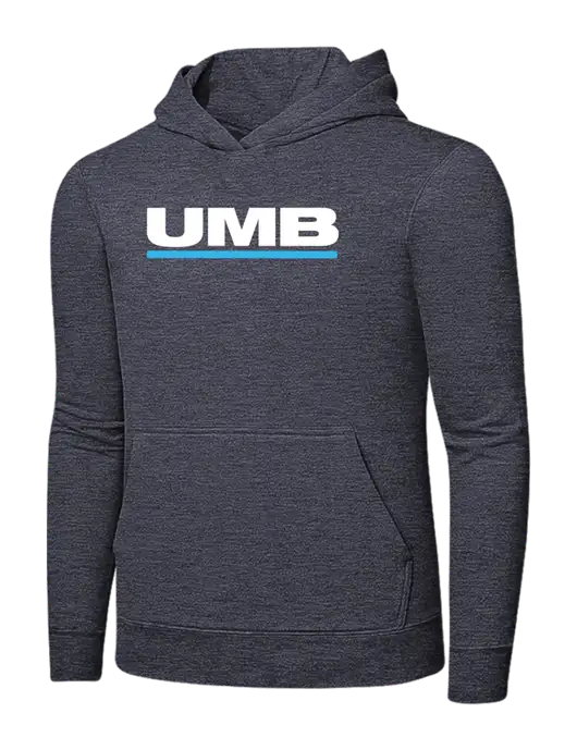 Heather Navy 7.8 oz Ring Spun Hooded Sweatshirt w/UMB Logo