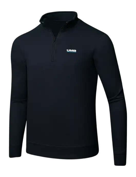 Jet Black 8.5 oz Ring Spun 1/4 Zip Pullover Sweatshirt w/UMB Logo