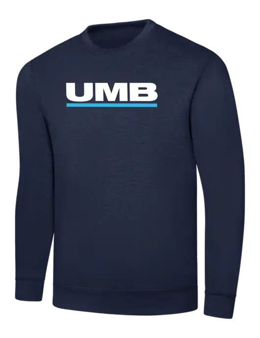 Navy 7.8 oz Ring Spun Crew Sweatshirt w/UMB Logo