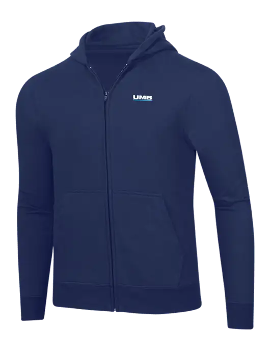 Navy 8.5 oz Ring Spun Zip Hooded Sweatshirt w/UMB Logo