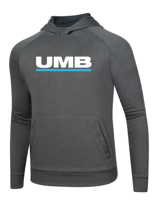 Tech Graphite Heather Fleece Hooded Sweatshirt w/UMB Logo
