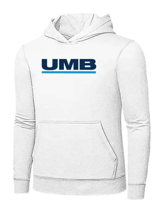 White 7.8 oz Ring Spun Hooded Sweatshirt w/UMB Logo