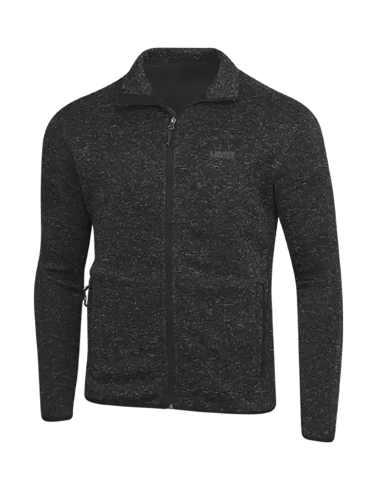 Black Heather Sweater Fleece Jacket w/UMB Logo