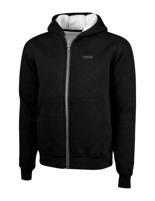Cornerstone Black Heavyweight Sherpa Lined Hooded Fleece Jacket w/UMB Logo